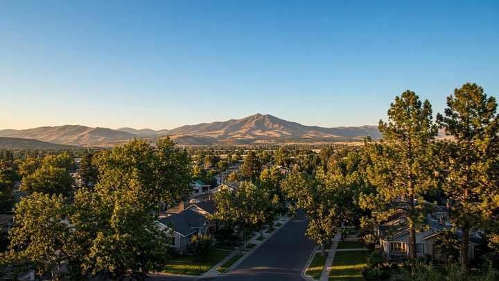 Tree-lined residential street in the Reno area